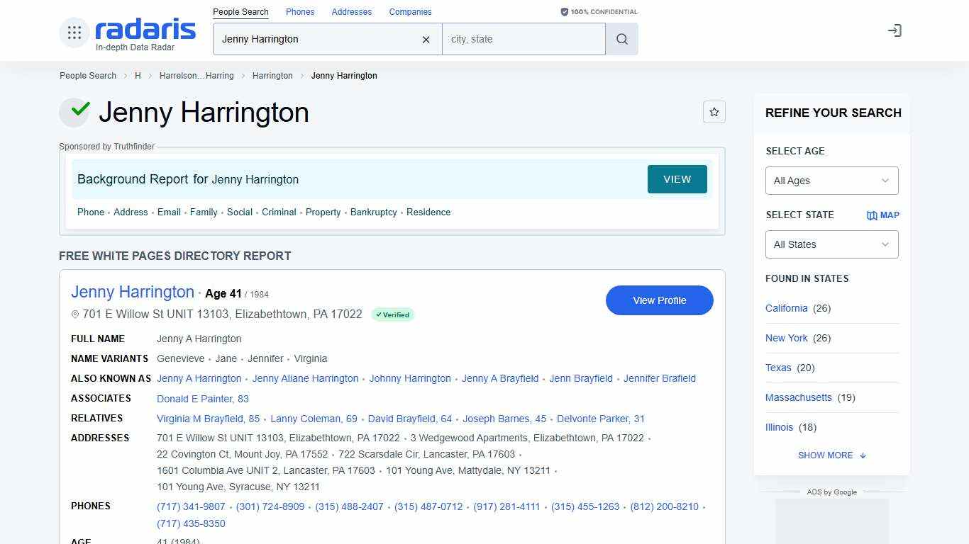 Jenny Harrington - Age, Phone Number, Contact, Address Info, Public Records | Radaris
